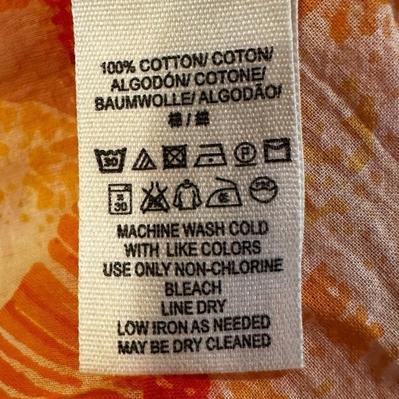 Free People Tropical Hawaiian Maxi Top Cover up Tangerine Cream Small One Size - Picture 8 of 10